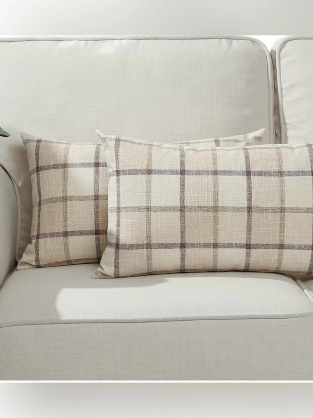 Pack of 2 Fall Lumbar Linen Buffalo Check Throw Pillow Covers Autumn 20x12